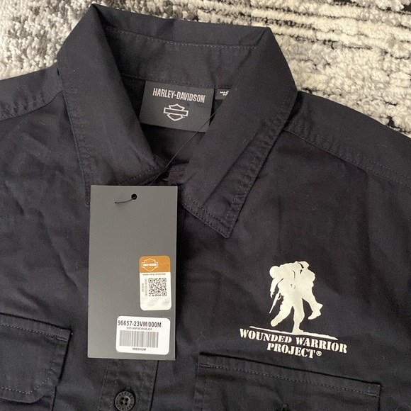 New Men’s Harley-Davidson x Wounded Warrior Project Woven Shirt Medium - Picture 3 of 4